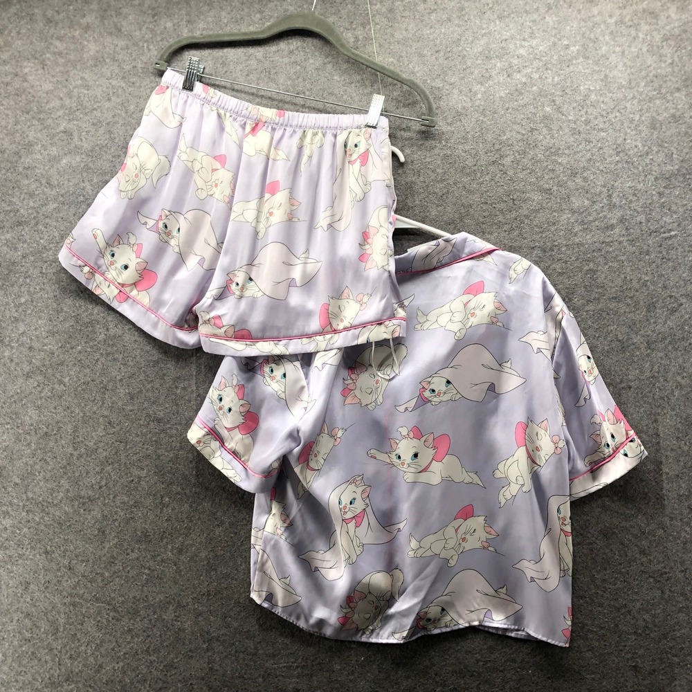 Disney Primark Marie Aristocats Pajama Set Womens Small Purple Satin Shorts - Picture 2 of 13